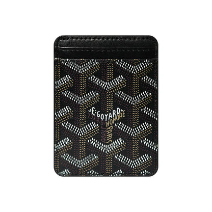 Premium Classic Black magnetic MagSafe card holder with a luxurious geometric pattern