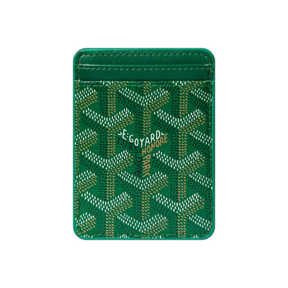 Premium Emerald Green magnetic MagSafe card holder with a luxurious geometric pattern