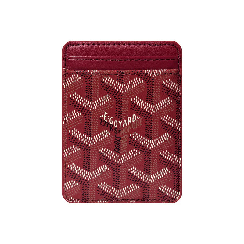  Premium Heritage Red magnetic MagSafe card holder with a luxurious geometric pattern
