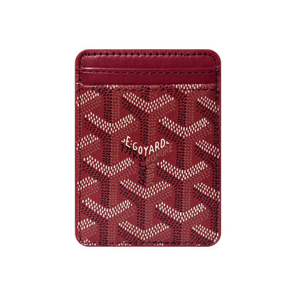  Premium Heritage Red magnetic MagSafe card holder with a luxurious geometric pattern
