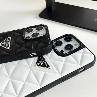 PD Diamond Goose Down Metal Triangle Label iPhone Case