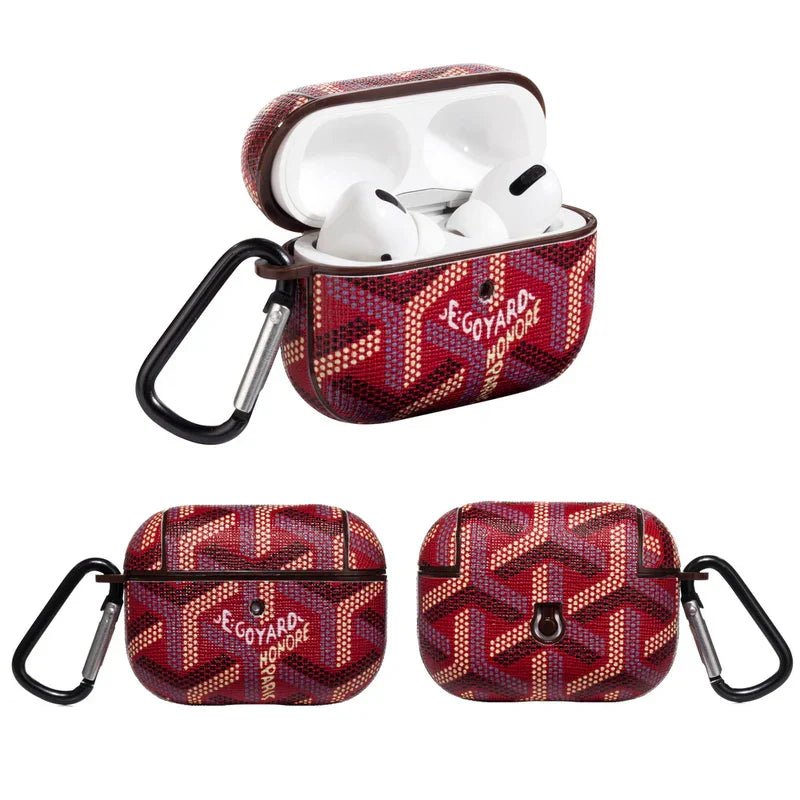 Luxury Red GYD Monogram AirPods Case - Stylish Protective Shell