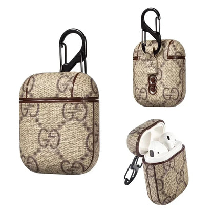 Luxury Monogram Leather Case with Clip for AirPods