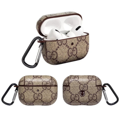 Luxury Monogram Leather Case with Clip for AirPods