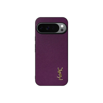 YSL Luxury Leather Case in Classic Purple For Google Pixel