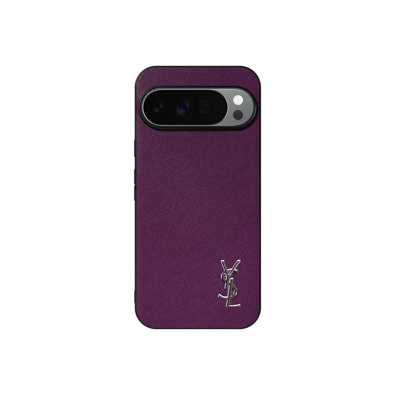 YSL Luxury Leather Case in Classic Purple For Google Pixel