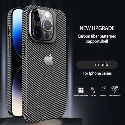 Magnetic Carbon Fiber Pattern Phone Case With Lens Protection For iPhone