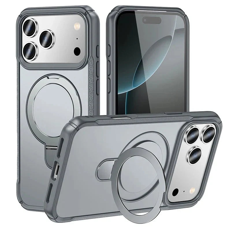 Metal Ring Stand  Magnetic Case Wireless Charger Cover Funds For Magsafe IPhone 17/ 16 /15 14 THEROXYMOB