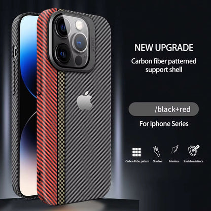 Magnetic Carbon Fiber Pattern Phone Case With Lens Protection For iPhone