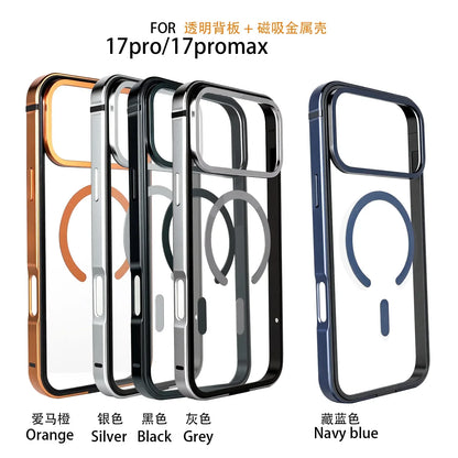 Metal Frame Phone Case Magnetic Charging HD For iPhone 17-18 Pro & Pro Max