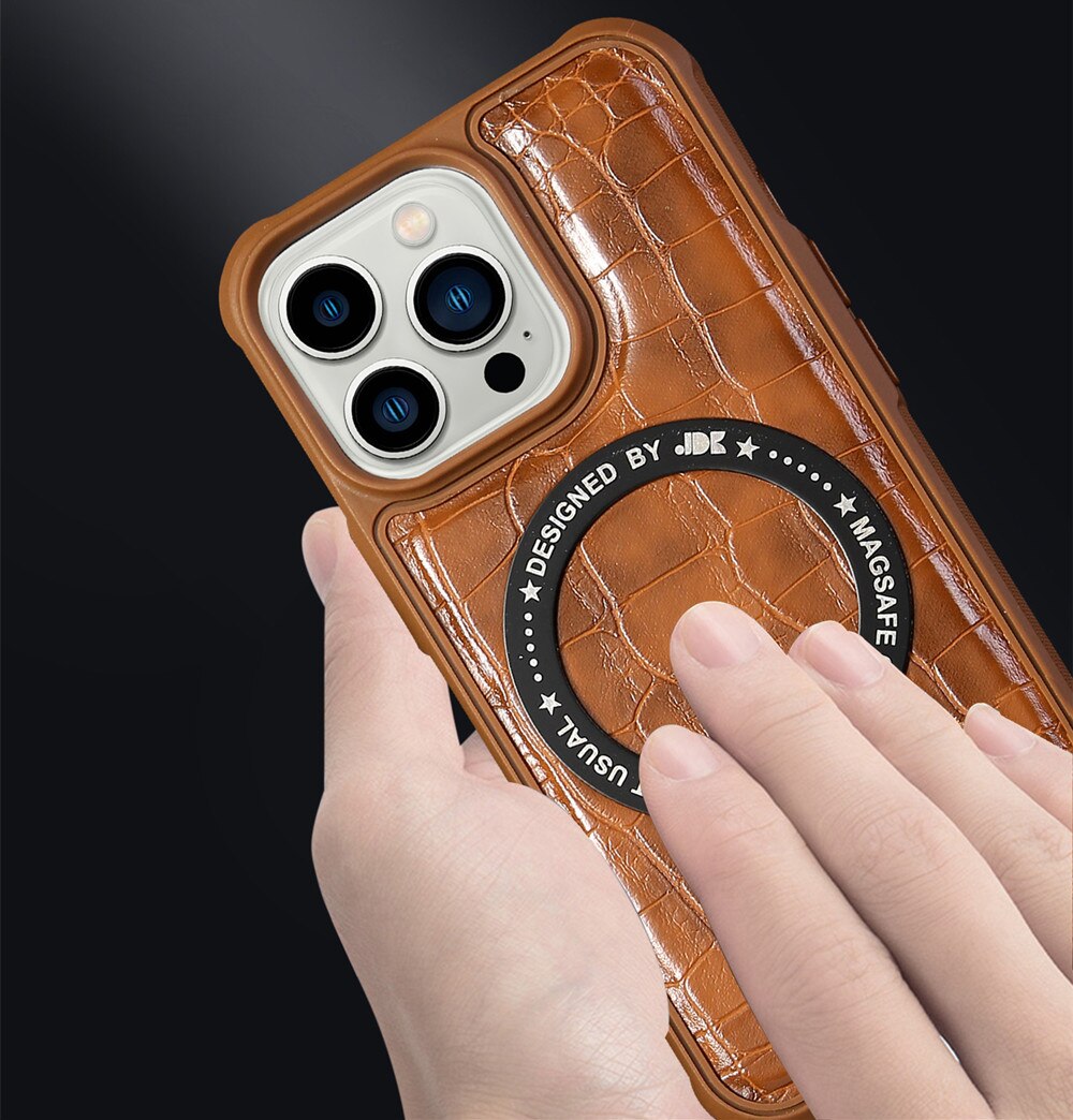 Magnetic Leather Case For iPhone 14 13 12 series - theroxymob