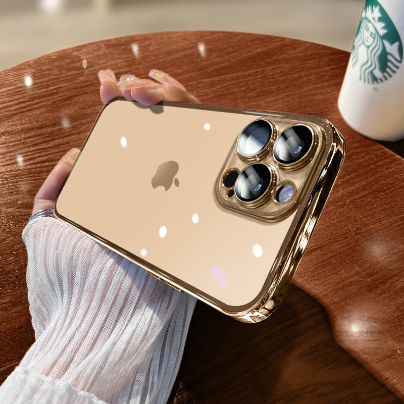 Luxury Plating Clear Phone Case For iPhone 14 13 - theroxymob