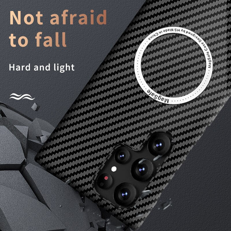 Carbon Fiber Pattern Magnetic Ultra Slim Case For Samsung S22/S23 Series - theroxymob