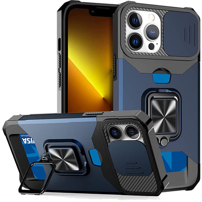 Slide Camera Kickstand Card Holder Slot Protective For iPhone 14 Series - theroxymob