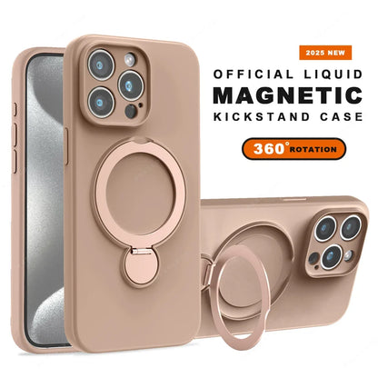 Liquid Silicone Magnetic Charge Holder Protector Soft Cover For iPhone 16 15 14