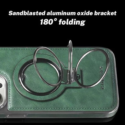 Luxury PU Leather Magsafe Stand Phone Case For iPhone 16 15 14