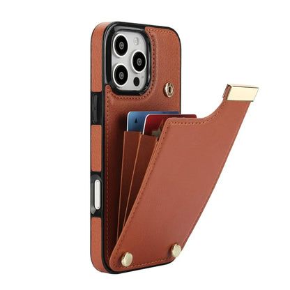 Leather BagTwo Layer Card Pockets Hardware Buckle Leather Case For iPhone 16 15 14