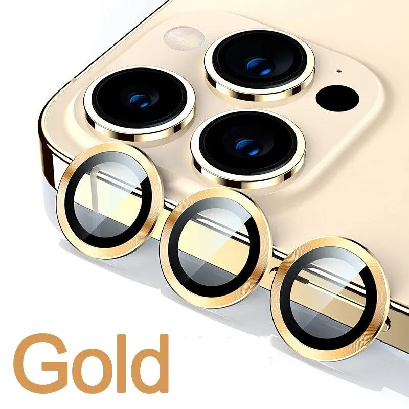 Luxury Metal Frame Glass Camera Lens Protector On Camera Protectors For iPhone 13/12 Series - theroxymob