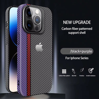 Magnetic Carbon Fiber Pattern Phone Case With Lens Protection For iPhone