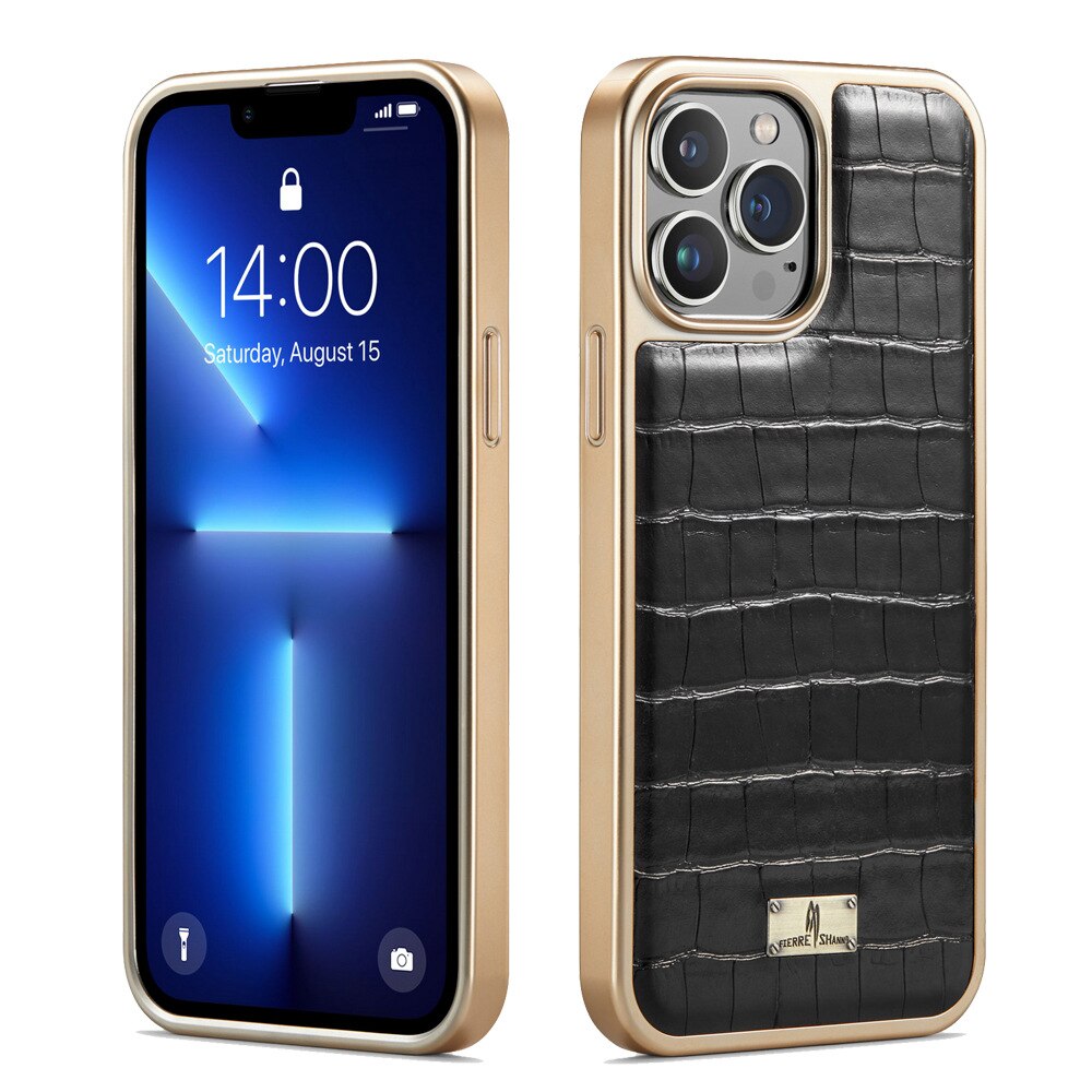 Plating Bumper Leather 3D Texture Case for iPhone 14 13 - theroxymob
