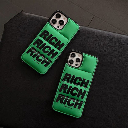 RICH Down Jacket Phone Case For iPhone 14 13 12 - theroxymob