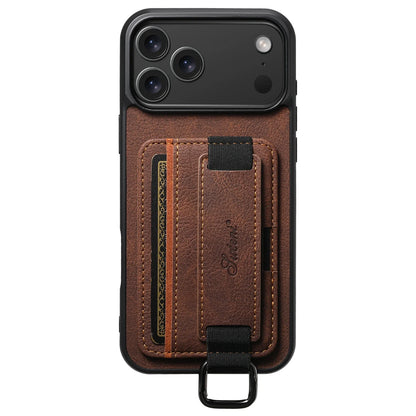 Leather Case Wrist Strap Ring Buckle Card Holder Bag Stand For iPhone 17/ 16/ 15/ 14