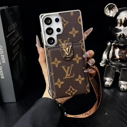 Luxury LV Style Leather Wallet Case for Samsung Galaxy S23-S26 Series