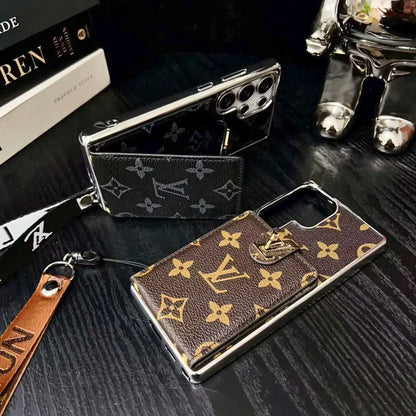 Luxury LV Style Leather Wallet Case for Samsung Galaxy S23-S26 Series