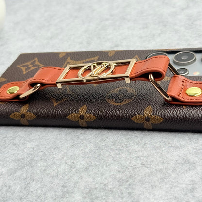 Luxury Designer Strap Holder Leather Case for Samsung Galaxy S22-S26 Series