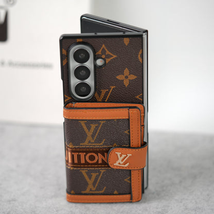 Luxury Monogram Wallet Case with Crossbody Strap for Samsung Galaxy Z Fold 3/4/5/6/7