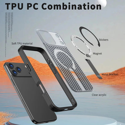 MagSafe Magnetic Case  Anti-drop  Heat Dissipation Protective Cover With Stand for iPhone 17/ 16 /15 /14 THEROXYMOB