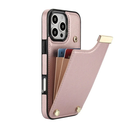 Leather BagTwo Layer Card Pockets Hardware Buckle Leather Case For iPhone 16 15 14