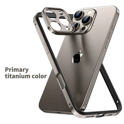 Aluminum Metal Frame Hybrid Silicone Camera Protection Phone Case for iPhone 16 15 14