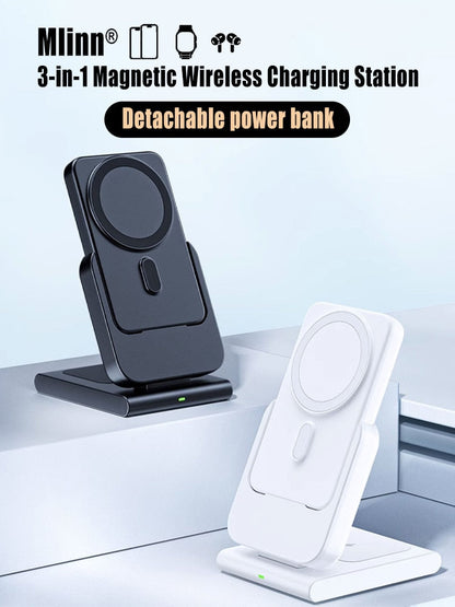 MacSafe 3 in 1 Magnetic Power Bank Wireless Charging Station 5000mAh External Auxiliary Battery For iPhone 14/13/12 Apple Watch