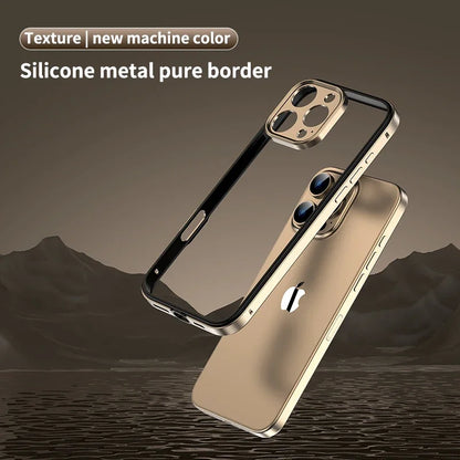 Aluminum Metal Frame Hybrid Silicone Camera Protection Phone Case for iPhone 16 15 14