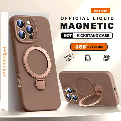 Liquid Silicone Magnetic Charge Holder Protector Soft Cover For iPhone 16 15 14