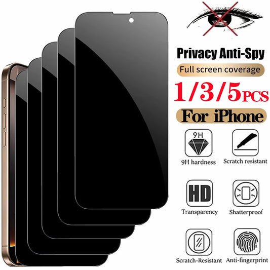Anti Spy Tempered Glass For iPhone 17 / 16 / 15 / 14