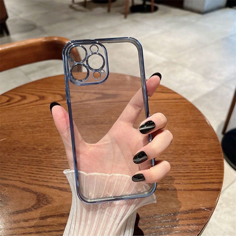 Luxury Plating Clear Phone Case For iPhone 14 13 - theroxymob