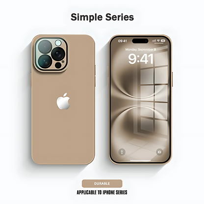Luxury Frosted Case with Lens Tempered Glass Protection For iPhone 16 / 15 / 14
