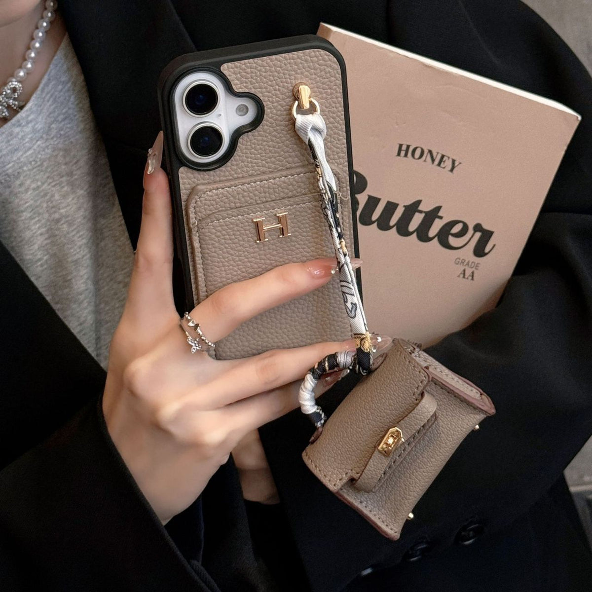 HRM Leather Case with Mini Handbag Charm