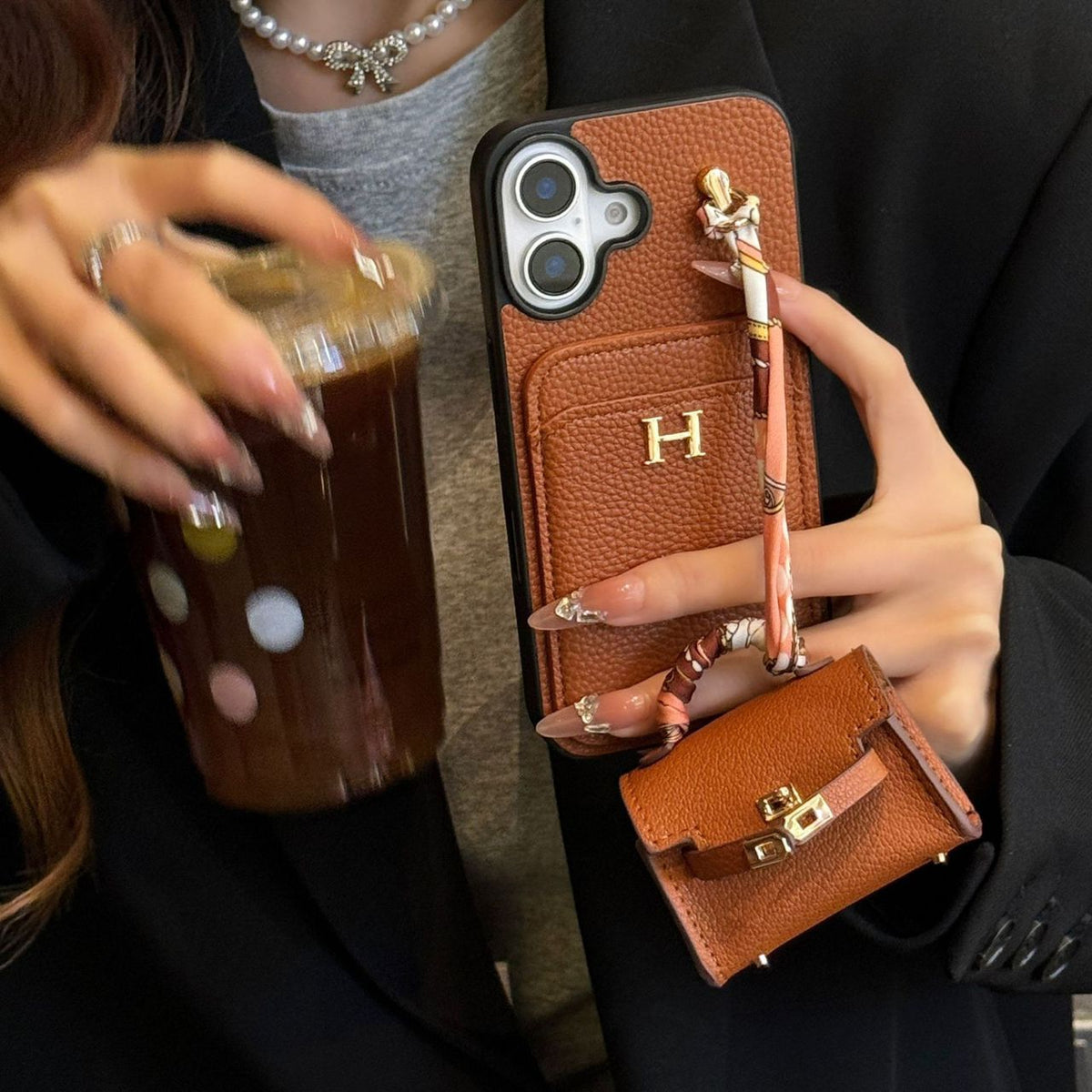 HRM Leather Case with Mini Handbag Charm