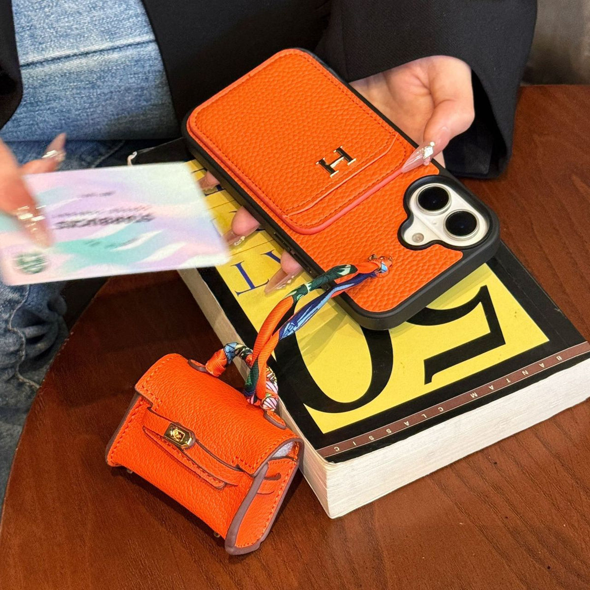 HRM Leather Case with Mini Handbag Charm