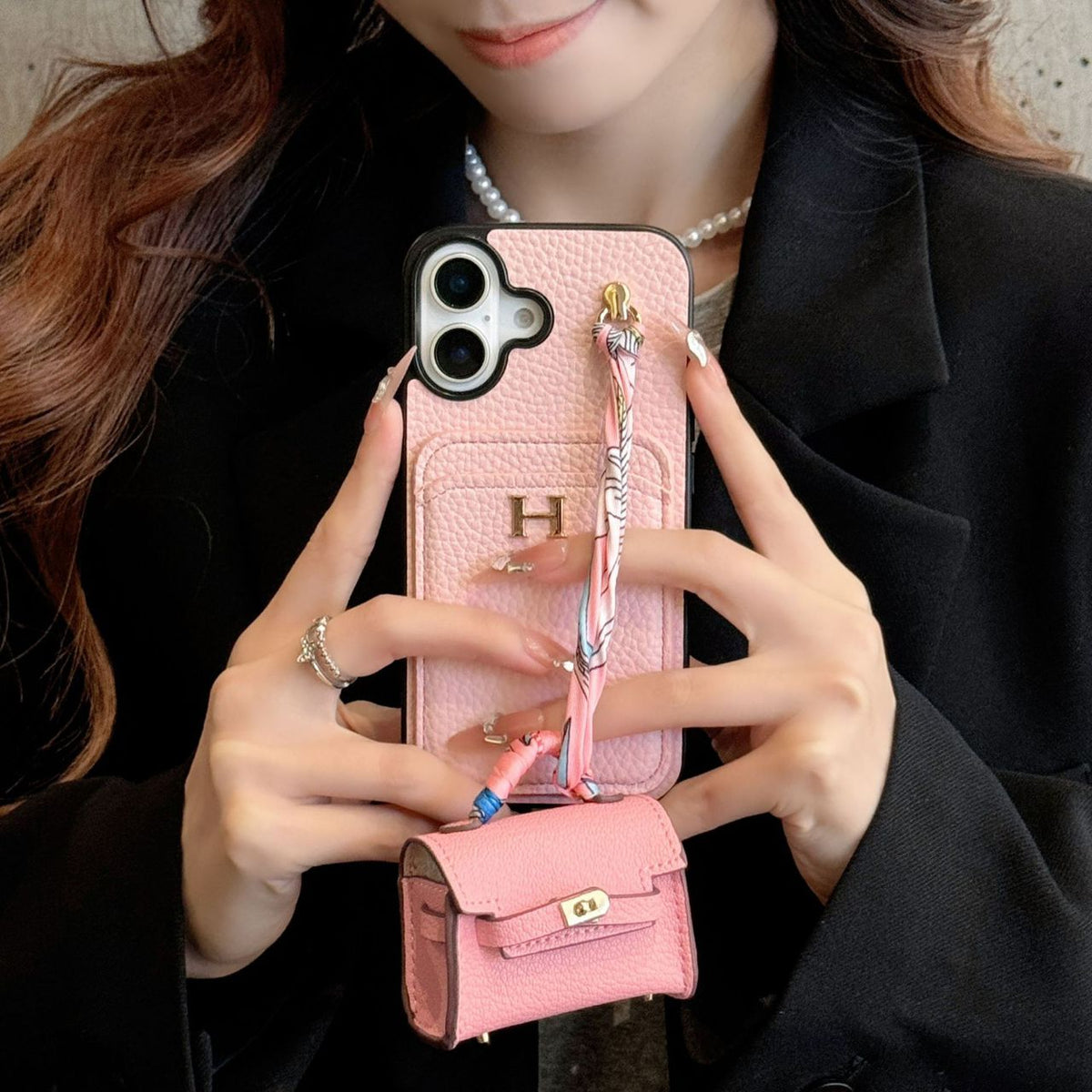 HRM Leather Case with Mini Handbag Charm