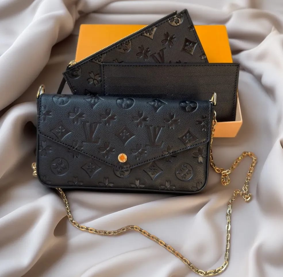 Luxury Monogram Shoulder Black Bag