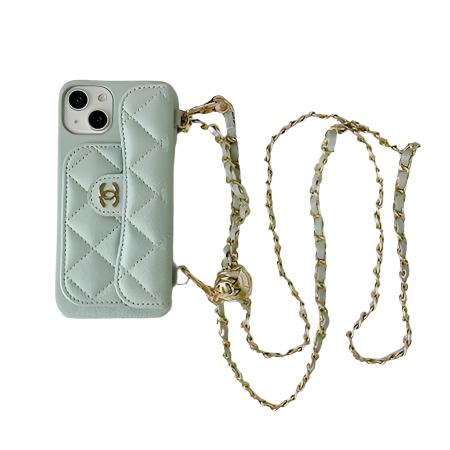 Card Bag Leather Case with Chain For iPhone 16 / 15 / 14