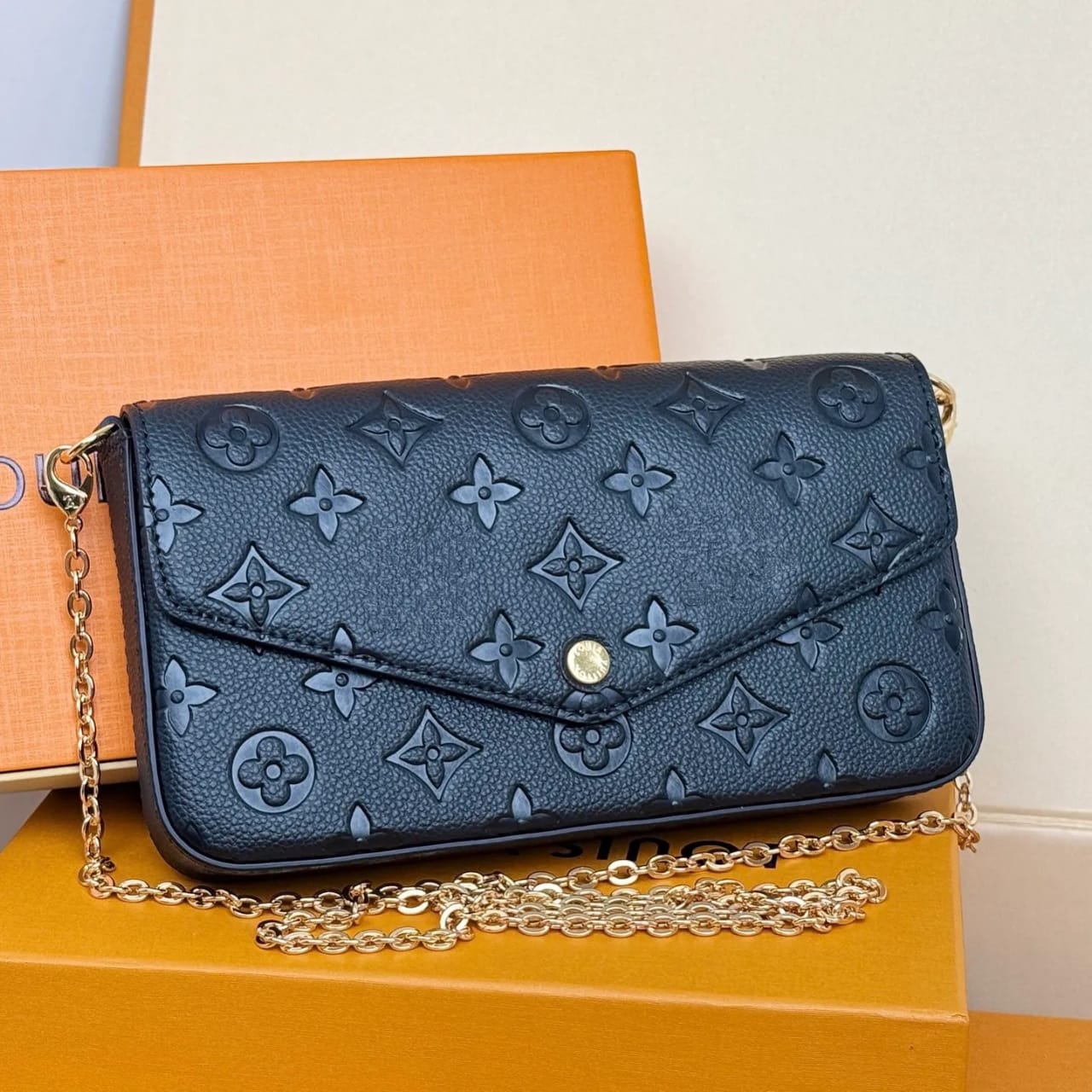 Luxury Monogram Shoulder Black Bag