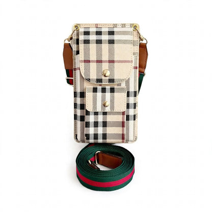 Luxury Burberry Monogram Multi-Pocket Crossbody Phone Bag