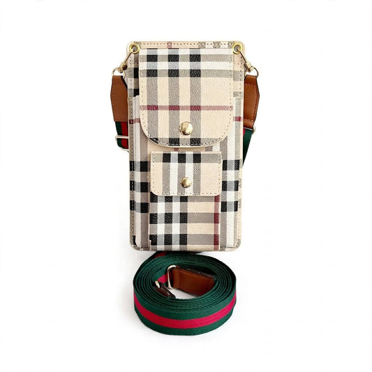 Luxury Burberry Monogram Multi-Pocket Crossbody Phone Bag