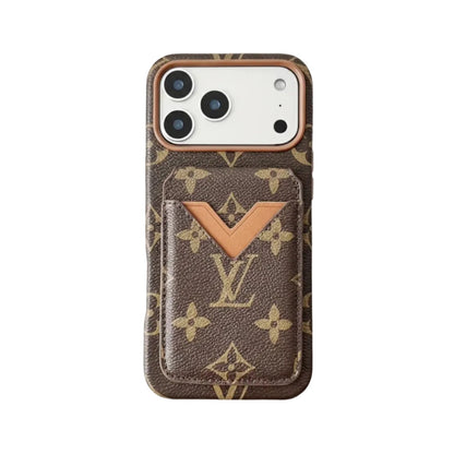 Lv Leather Card Holder Phone Case For iPhone 13-18 Pro & Pro Max