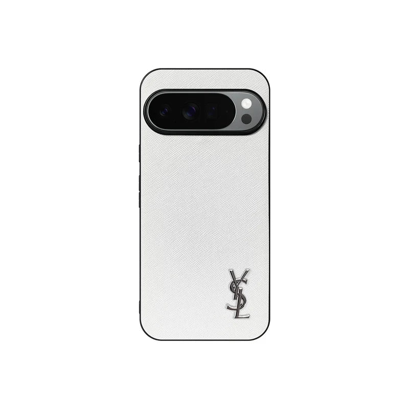 YSL Luxury Leather Case in Classic White For Google Pixel